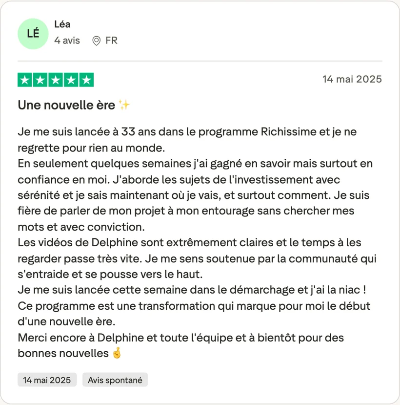 Capture d'un message partagé par un membre de Liberty Cashflow