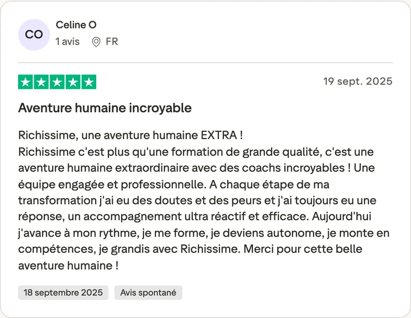 Capture d'un message partagé par un membre de Liberty Cashflow