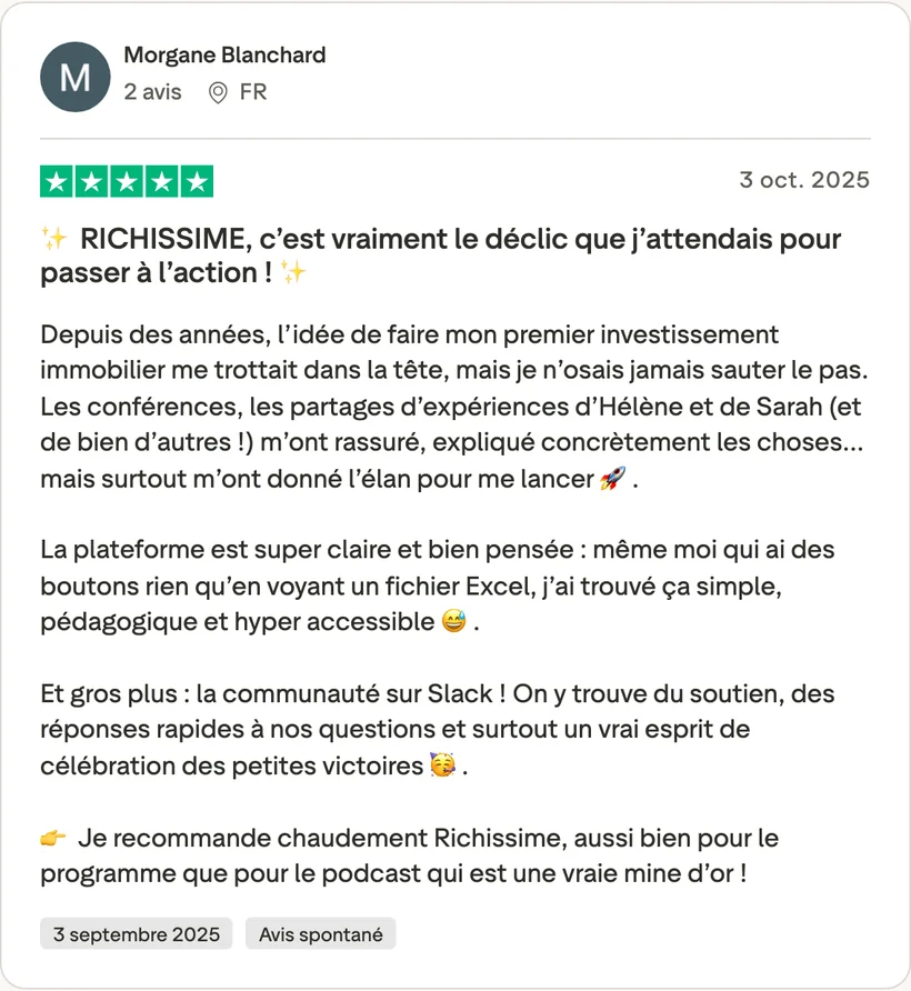 Capture d'un message partagé par un membre de Liberty Cashflow