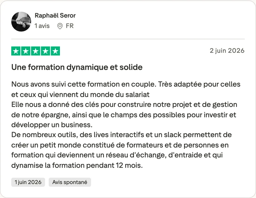 Capture d'un message partagé par un membre de Liberty Cashflow