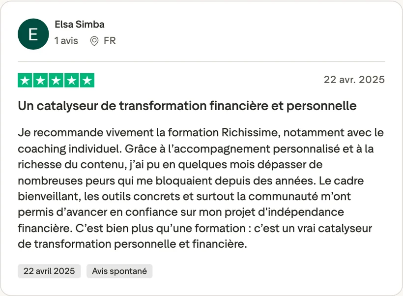 Capture d'un message partagé par un membre de Liberty Cashflow
