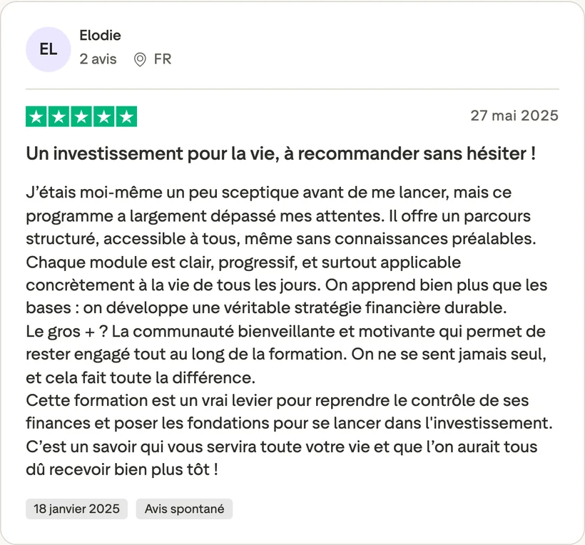 Capture d'un message partagé par un membre de Liberty Cashflow