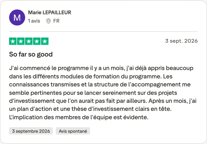 Capture d'un message partagé par un membre de Liberty Cashflow