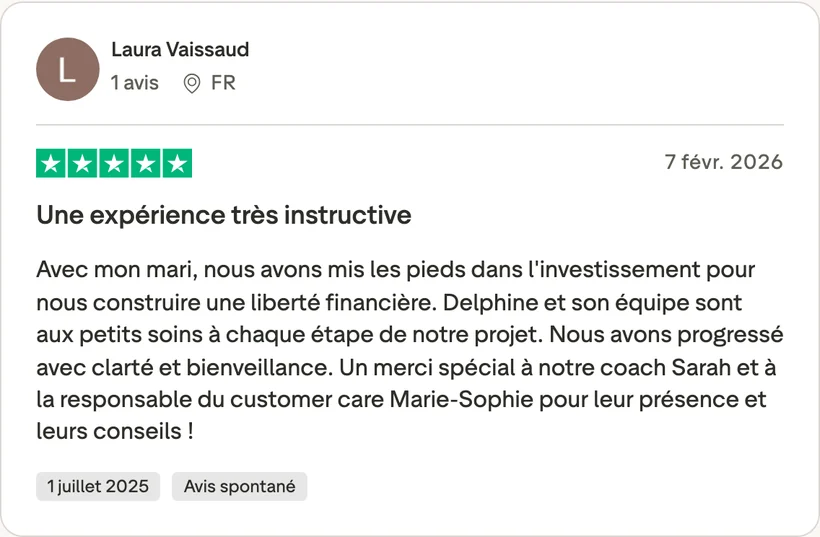 Capture d'un message partagé par un membre de Liberty Cashflow
