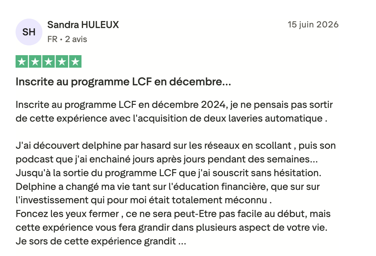 Avis Trustpilot 5 étoiles de Sandra : acquisition de deux laveries automatiques